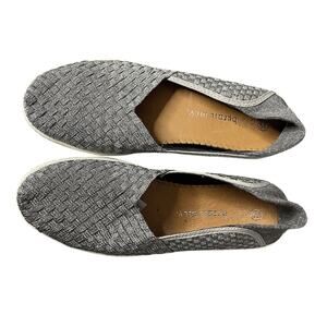 Bernie Mev Woven Slip‑On Shoes Women 8/39 Silver Gray Comfort Minimalist NWOB